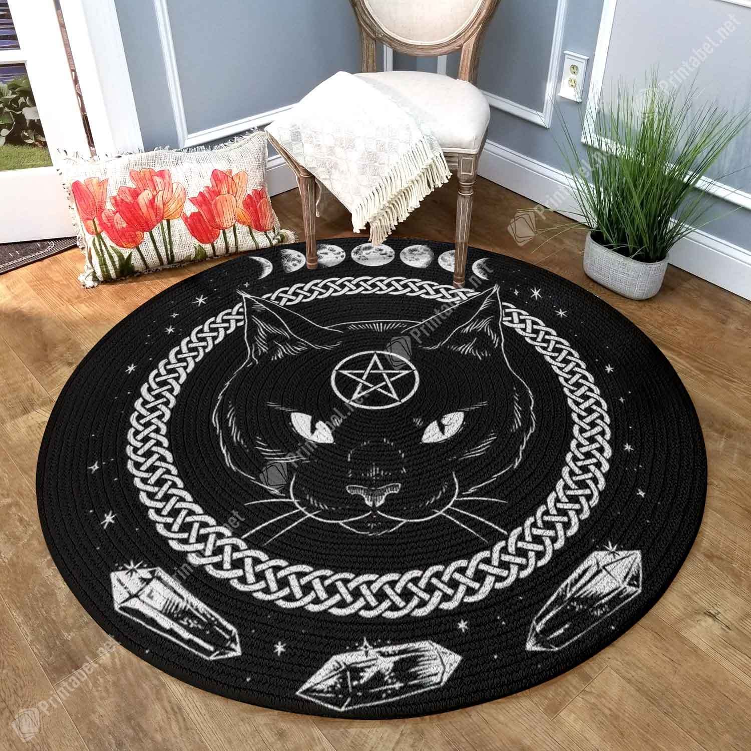Mysterious Cat Round Carpet