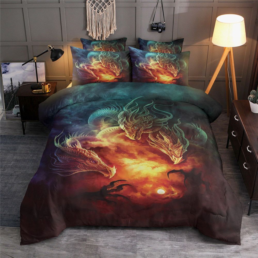 Mysterious Dragon In The Colorful Galaxy Bedding Set