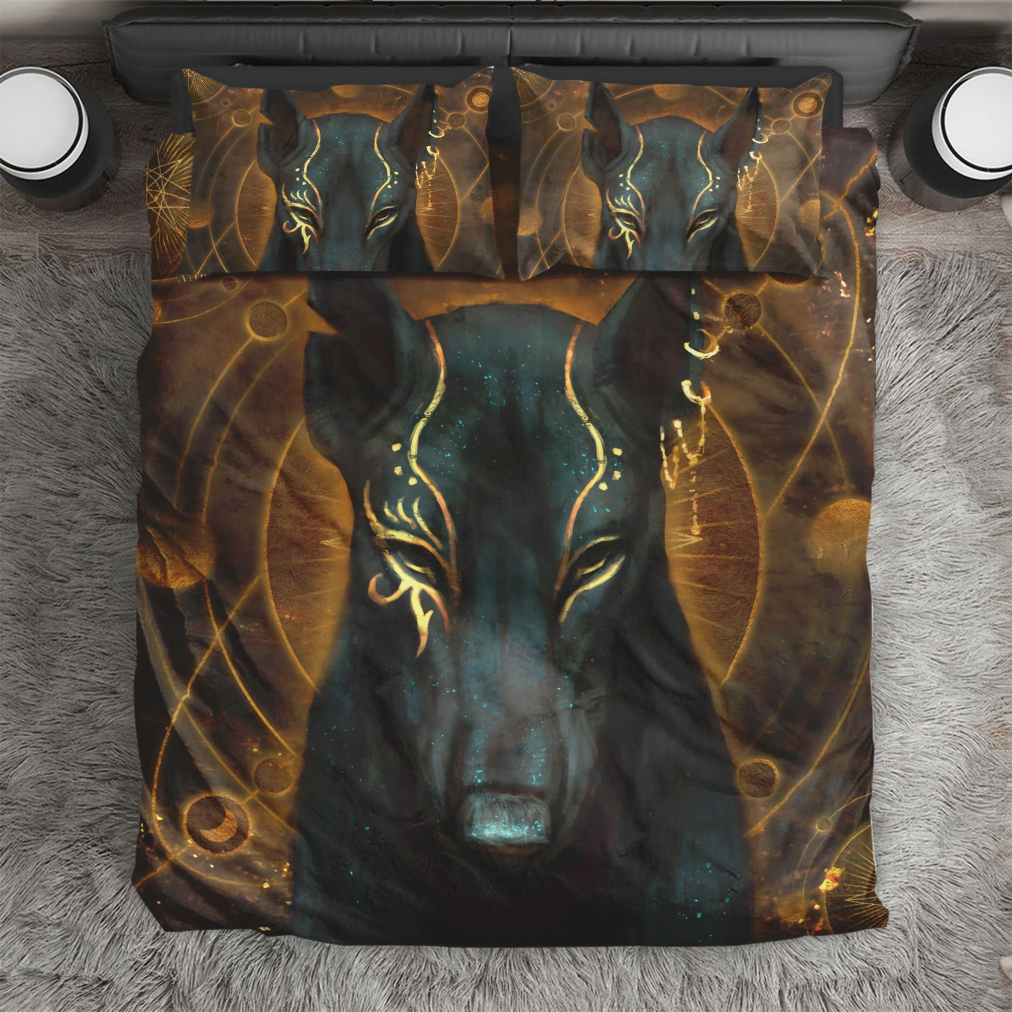 Mystic Egyptian Anubis Bedding Set