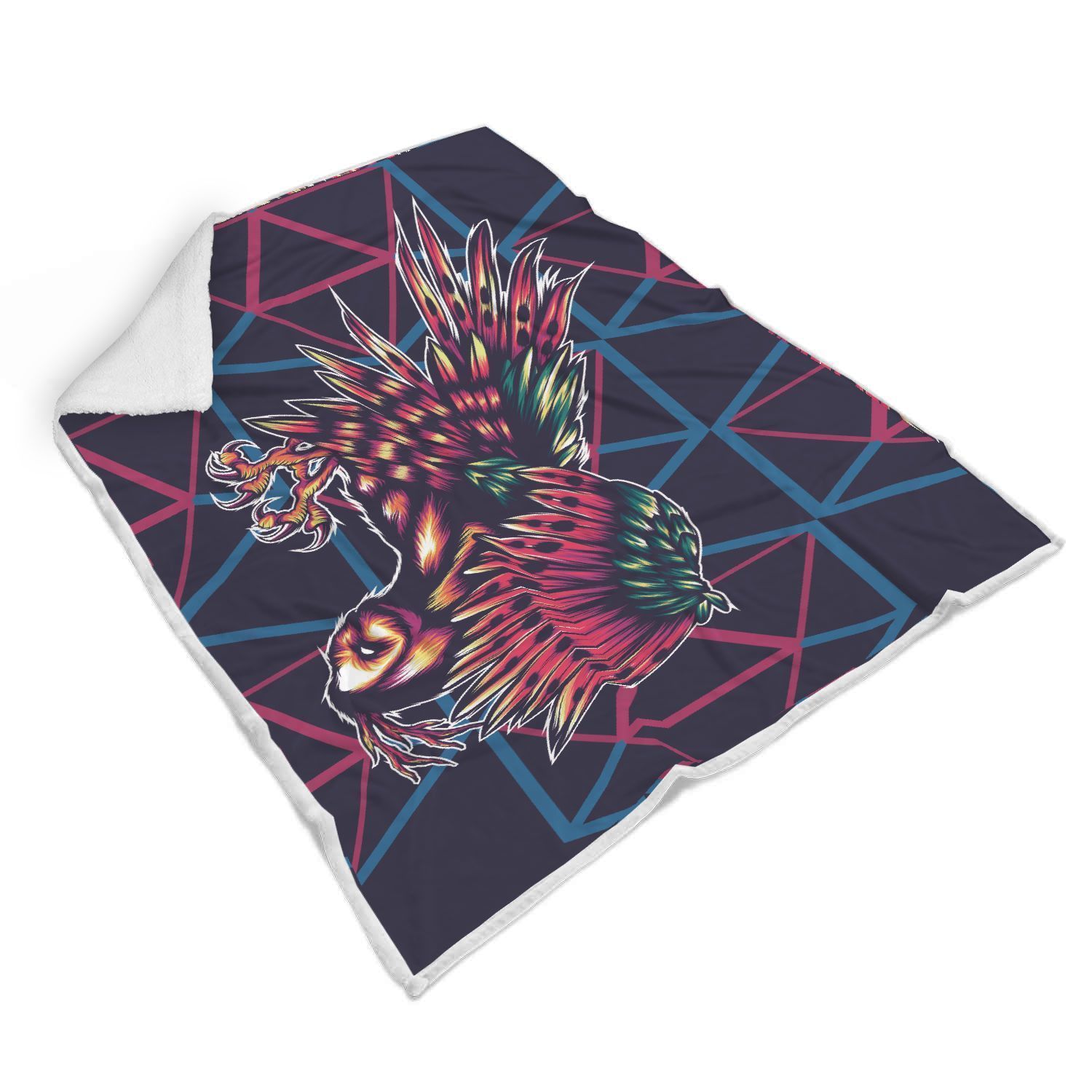 Mythical Owl Geometric Sherpa Fleece Blanket