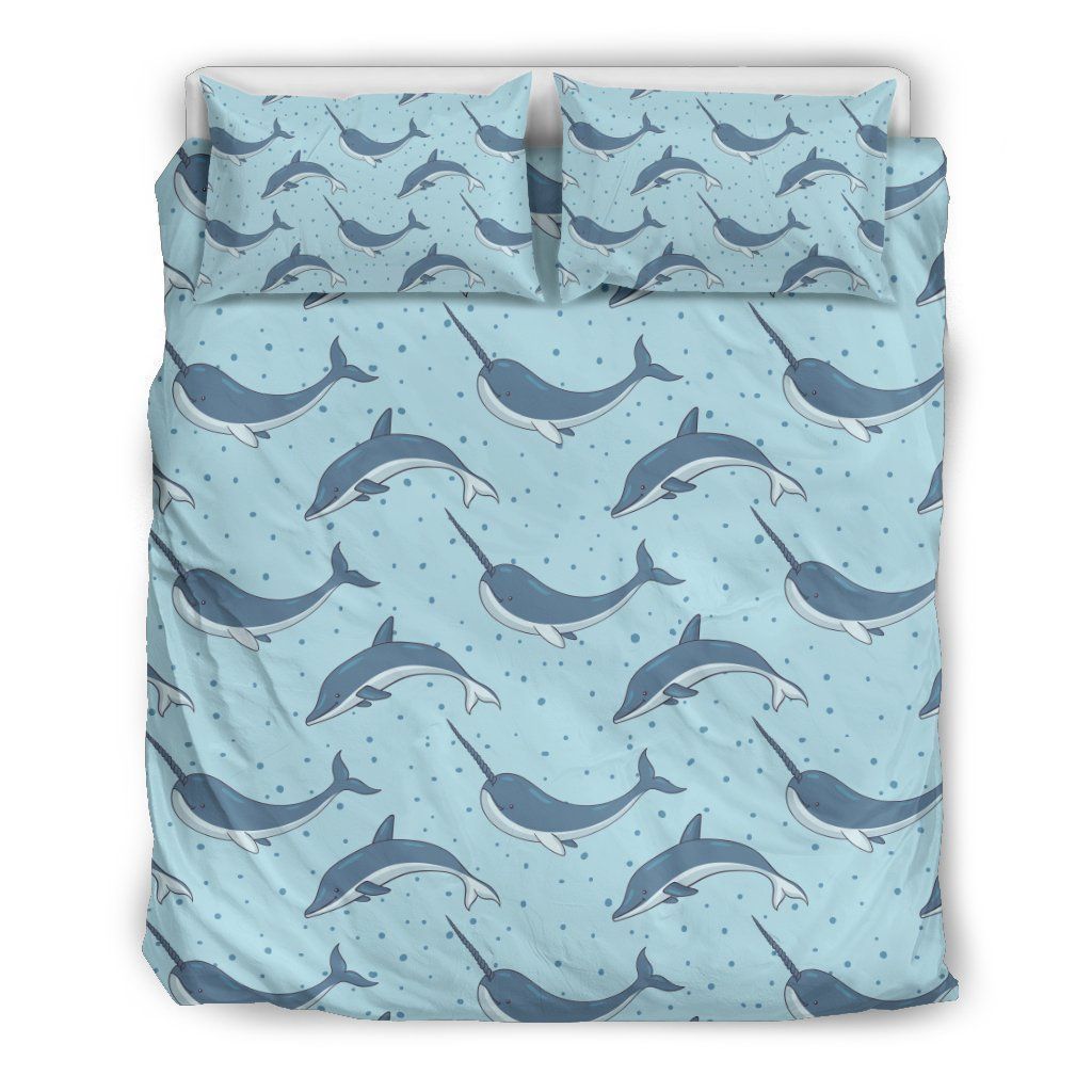 Narwhal Dolphin Print Bedding Set