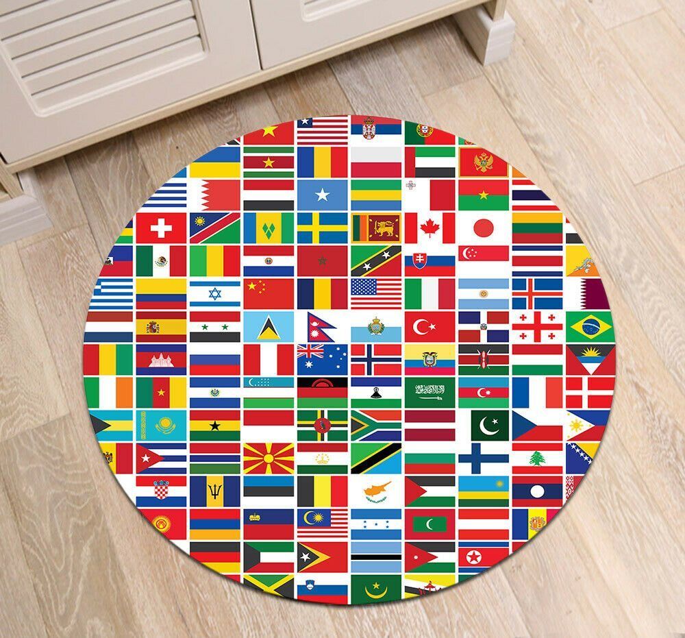 National Flags Of The World Round Carpet