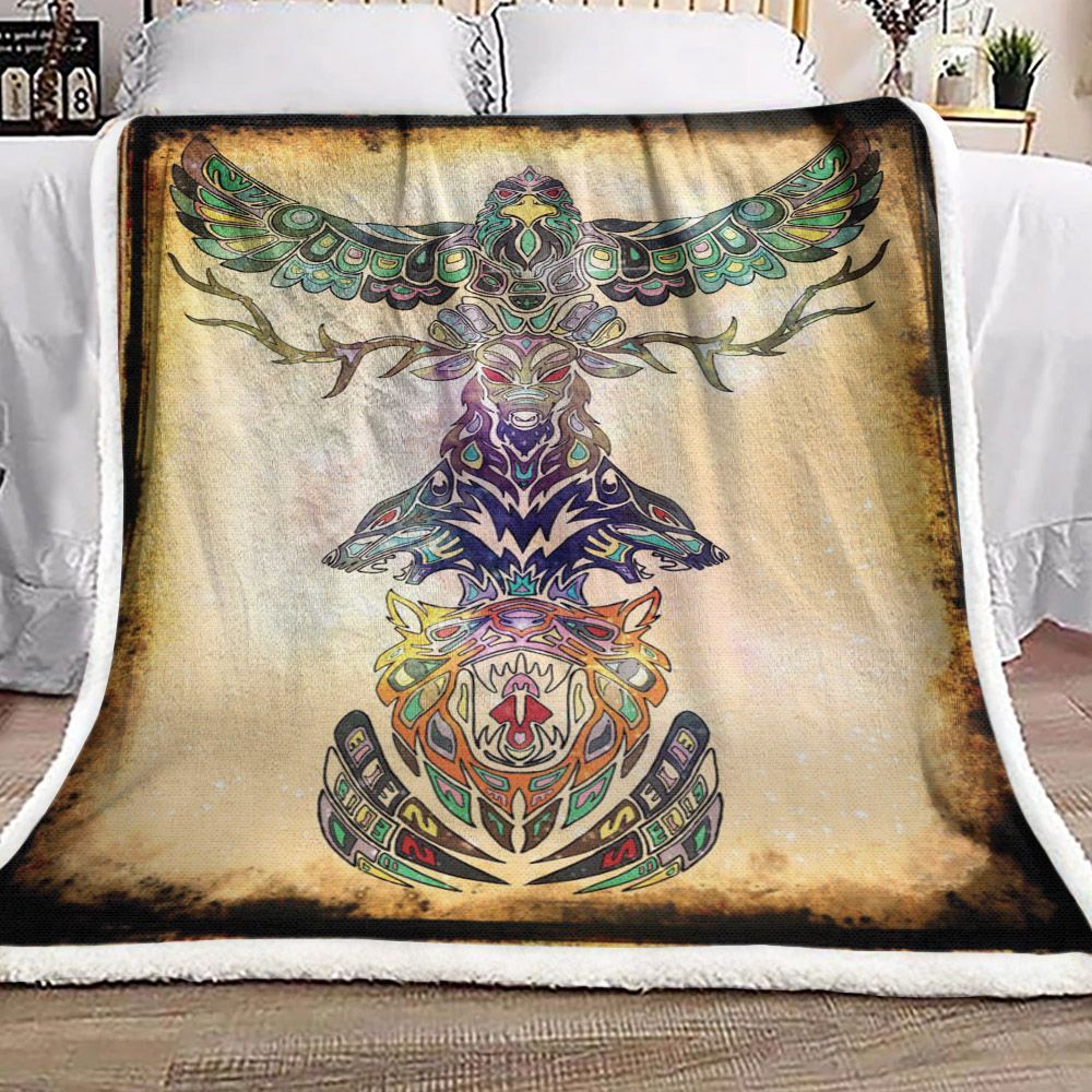 Native America Animal Sherpa Fleece Blanket