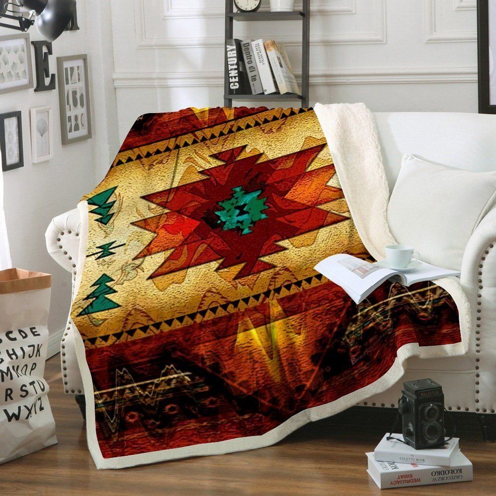 Native America Sherpa Fleece Blanket