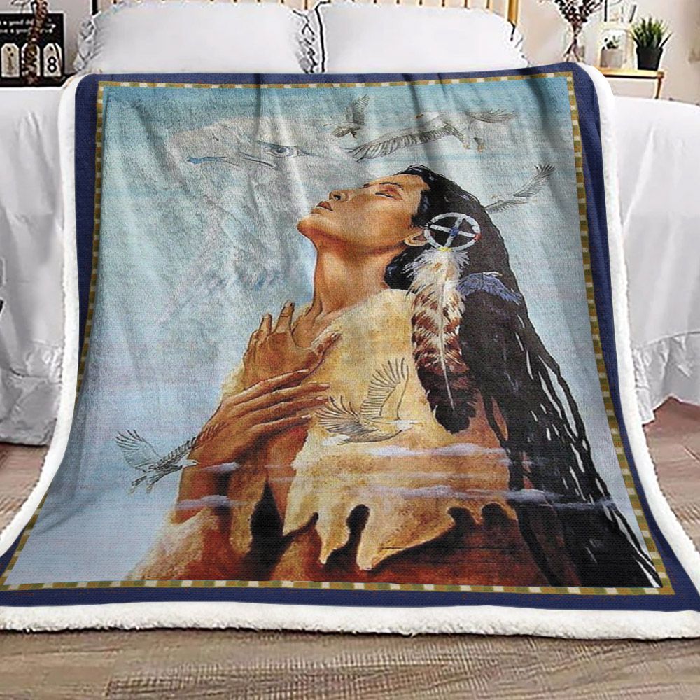Native America Sherpa Fleece Blanket
