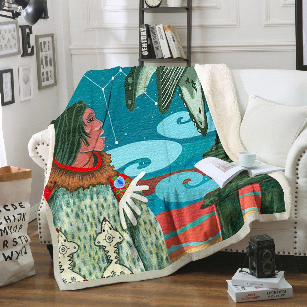 Native America Sherpa Fleece Blanket