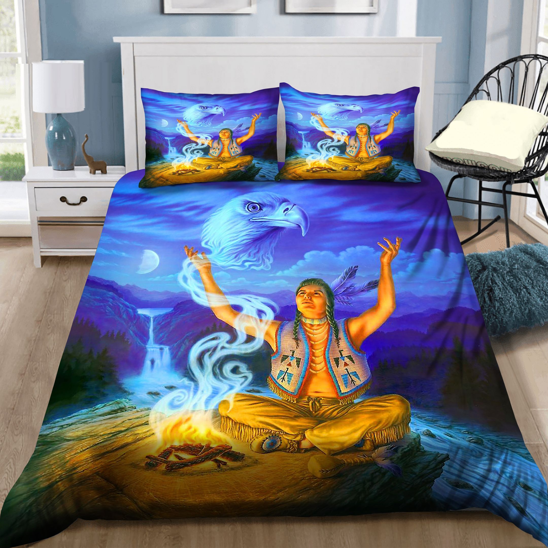 Native America Eagle And Man Bedding Set