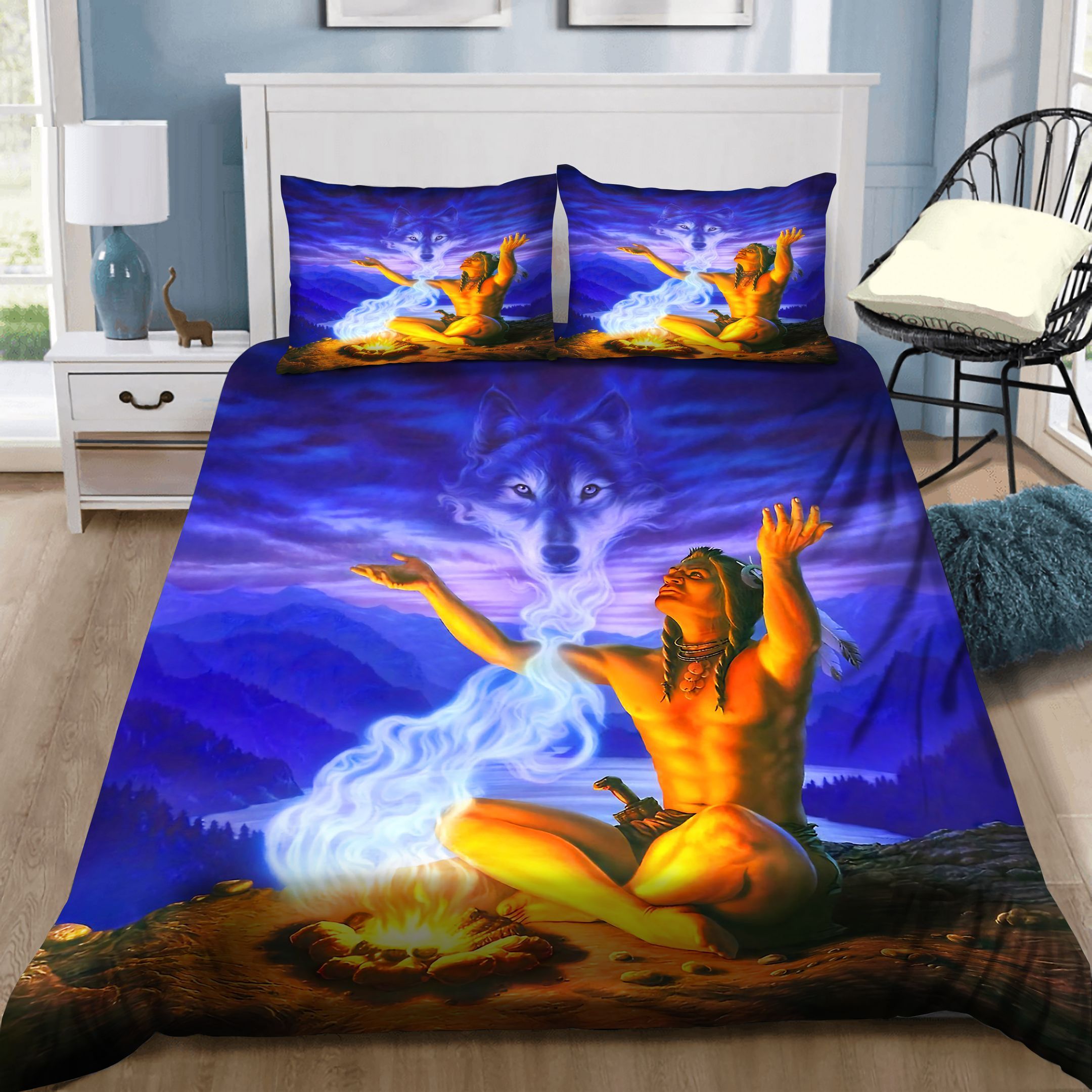 Native America Spirit Wolf Bedding Set