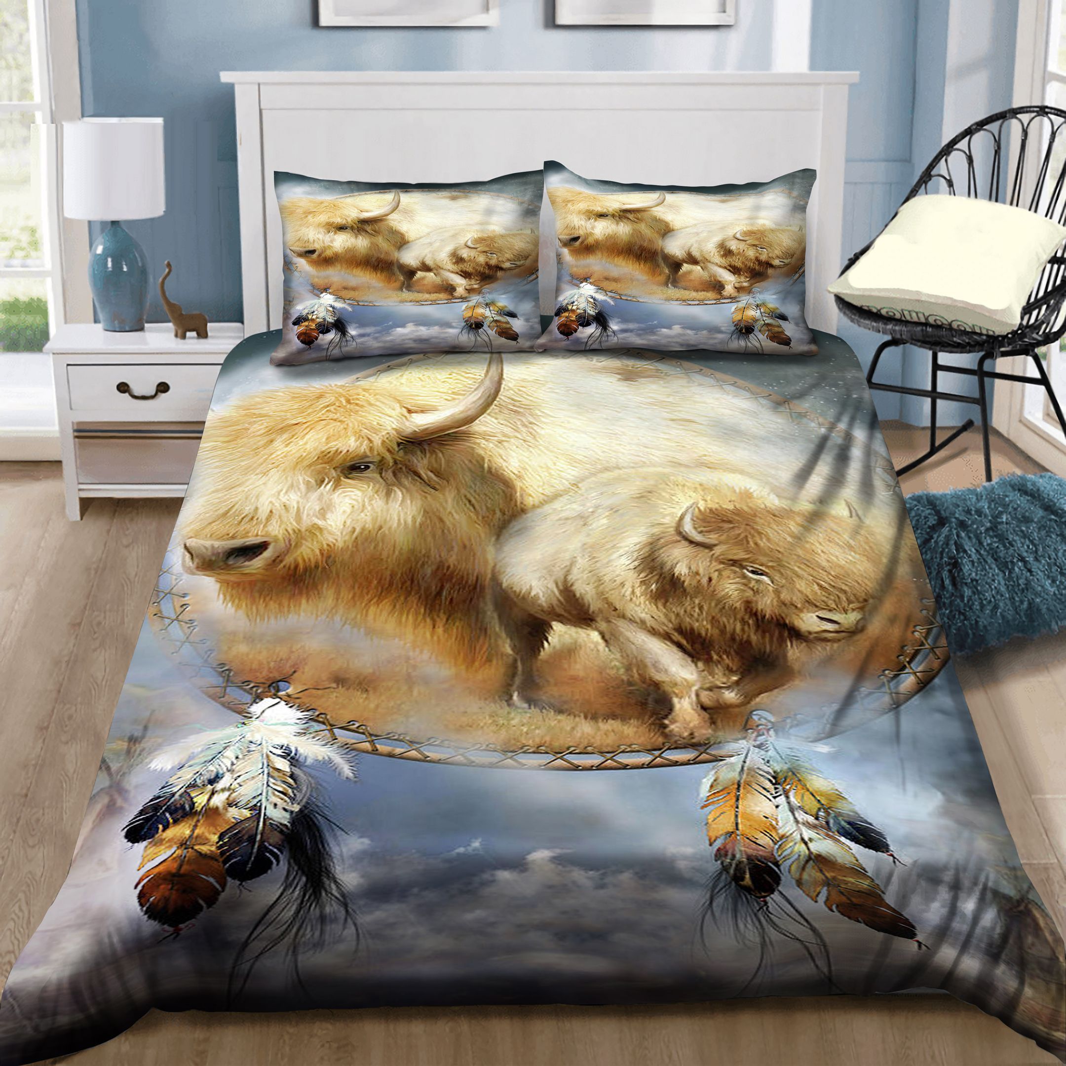 Native America White Buffalo Bedding Set