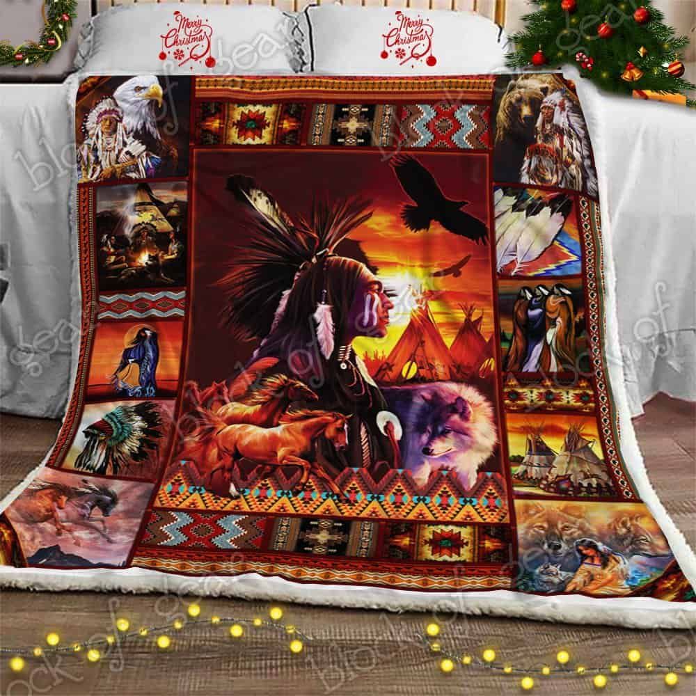 Native American Sherpa Fleece Blanket