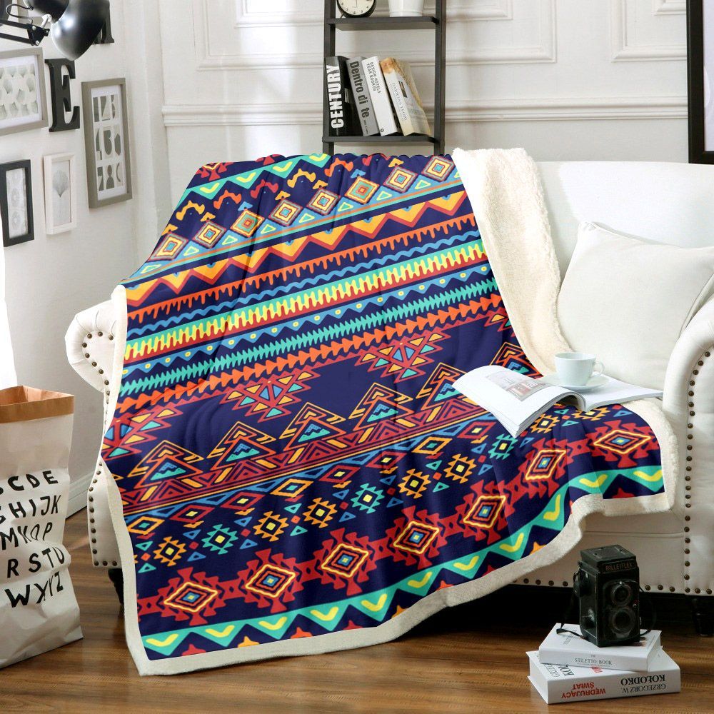 Native American Sherpa Fleece Blanket