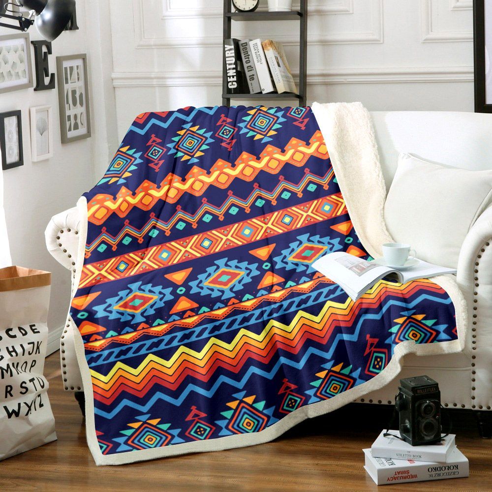 Native American Sherpa Fleece Blanket