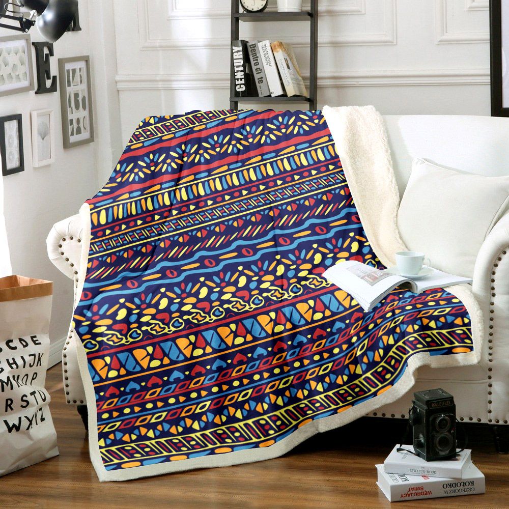 Native American Sherpa Fleece Blanket