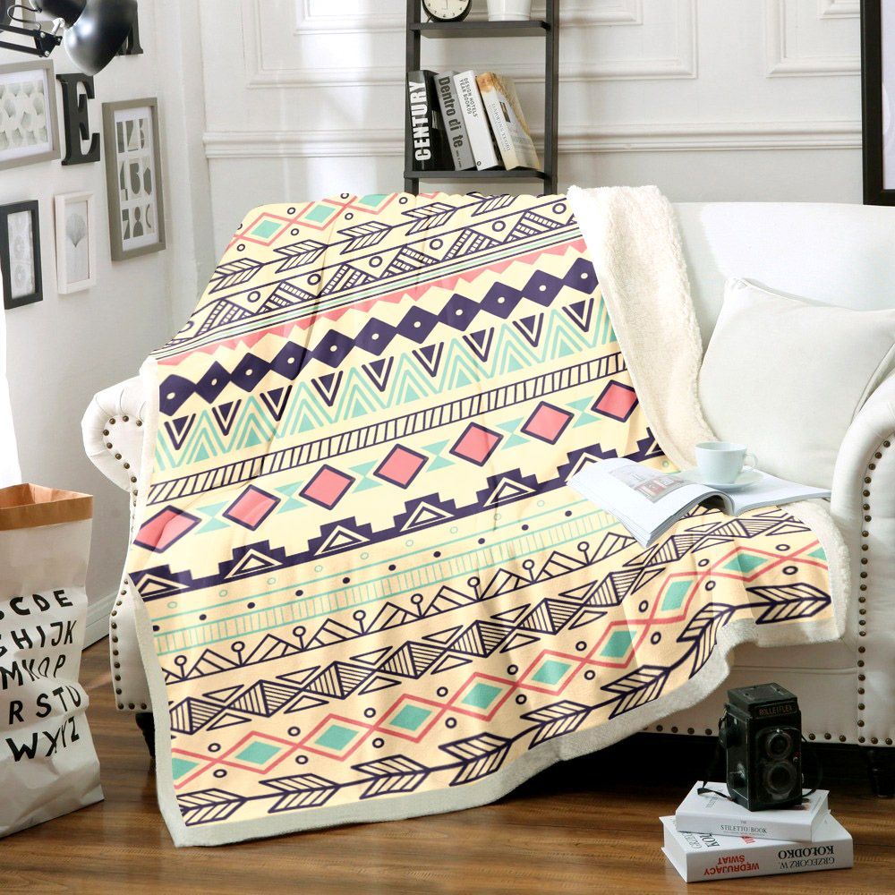 Native American Sherpa Fleece Blanket