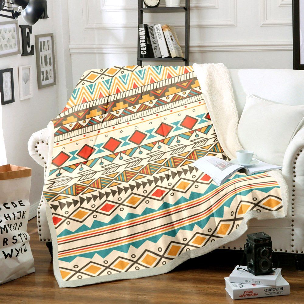Native American Sherpa Fleece Blanket