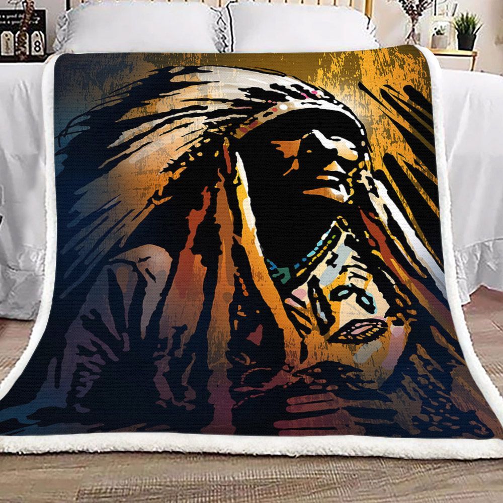 Native American Ancestral Light Sherpa Fleece Blanket