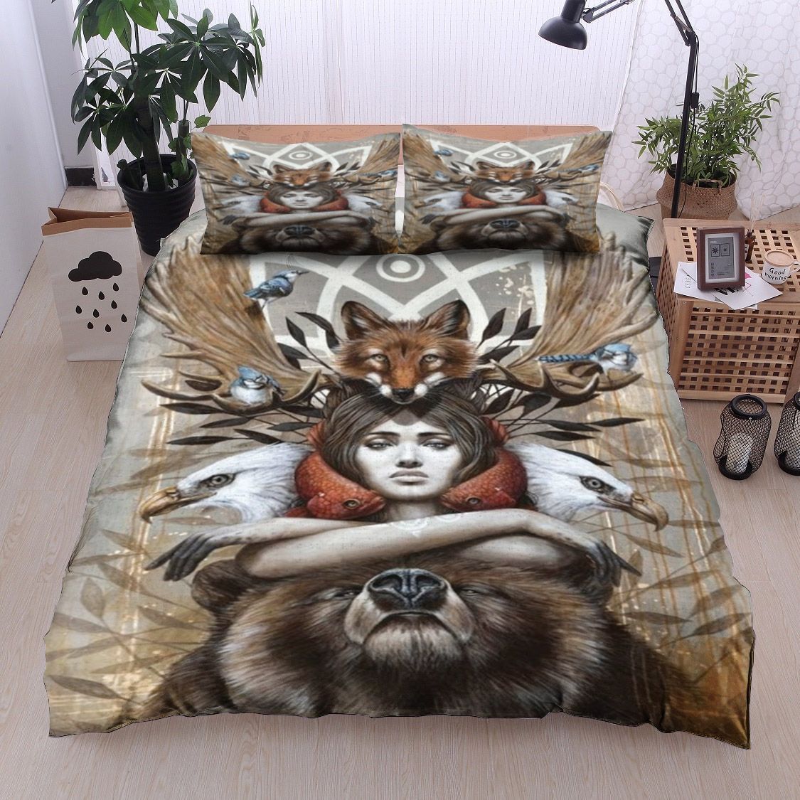Native American And Wild Animals Bedding Set