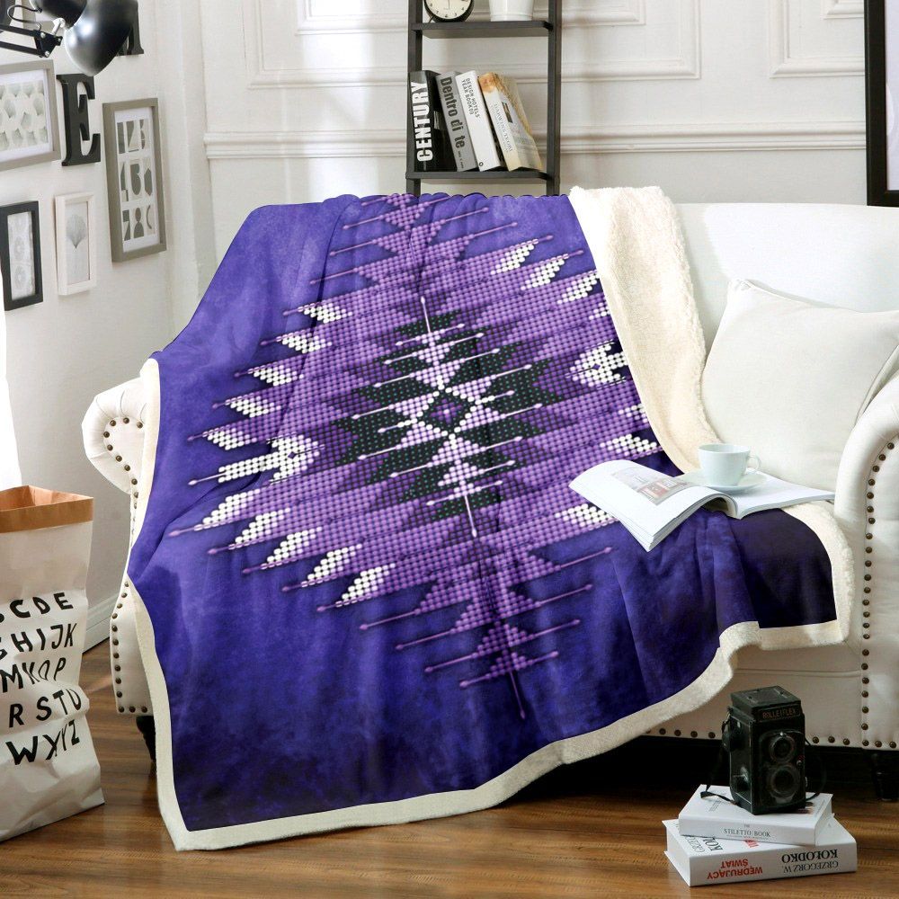 Native American Bead Peyote Sherpa Fleece Blanket