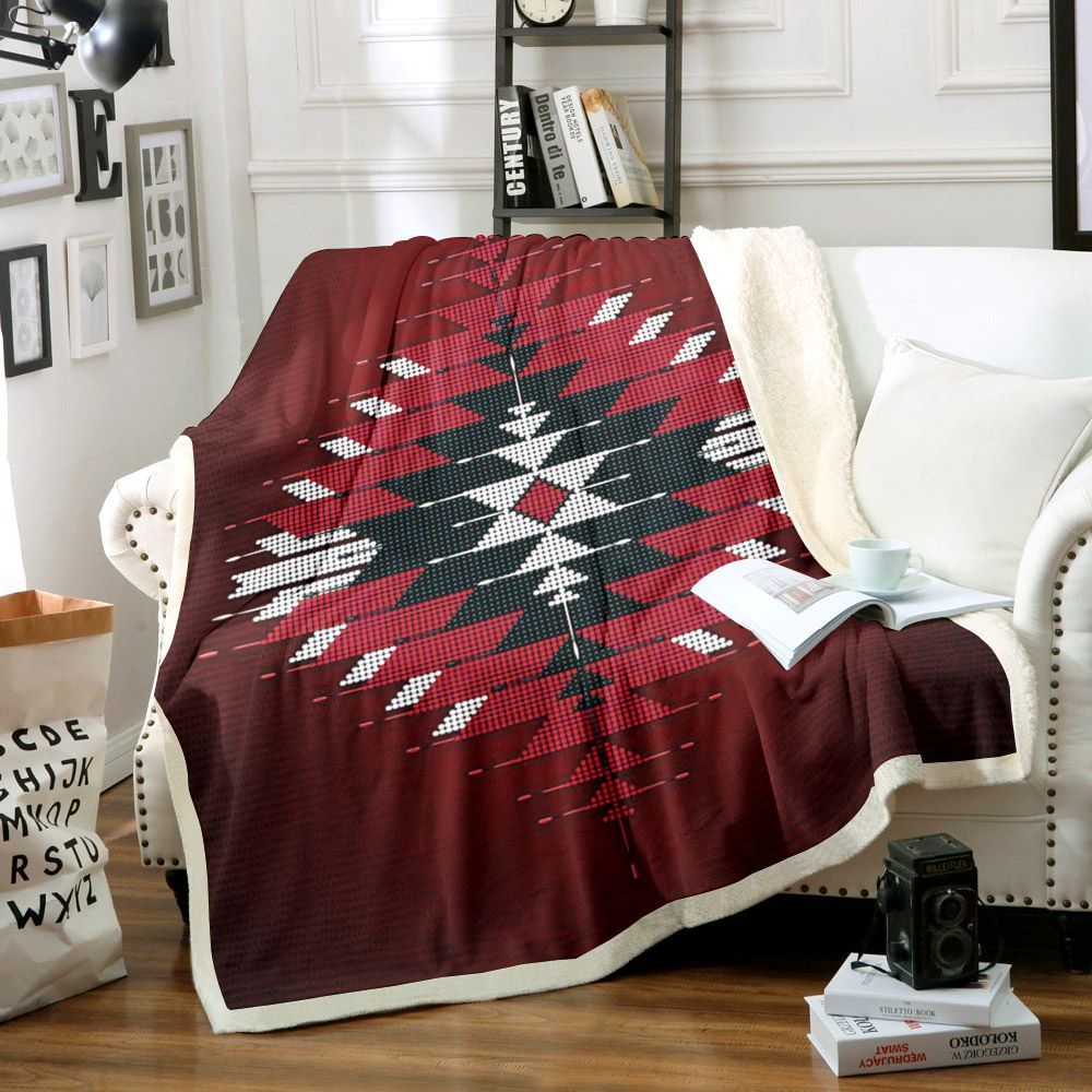 Native American Bead Peyote Sherpa Fleece Blanket