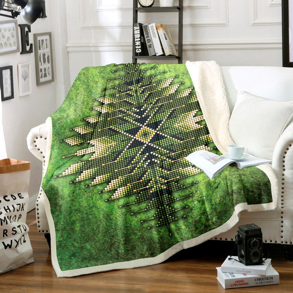 Native American Bead Peyote Sherpa Fleece Blanket
