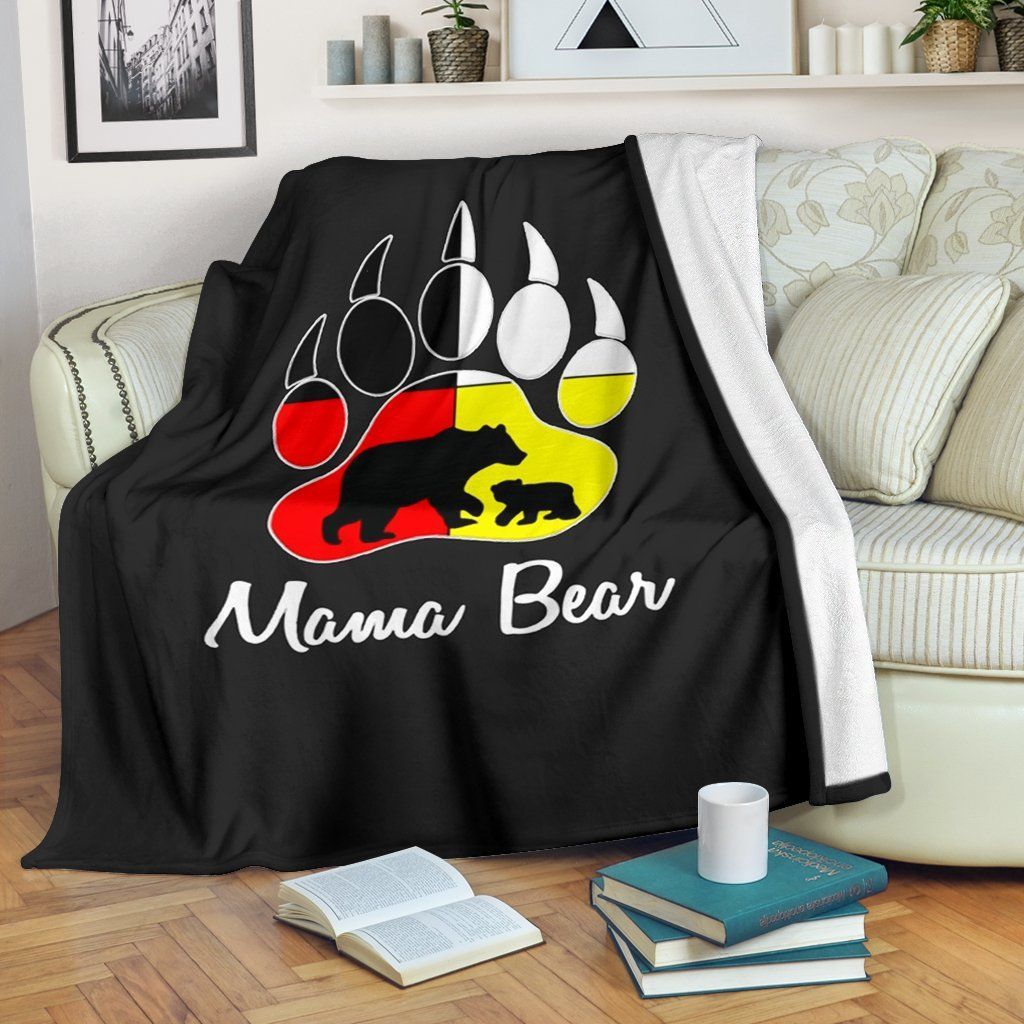 Native American Bear Sherpa Fleece Blanket