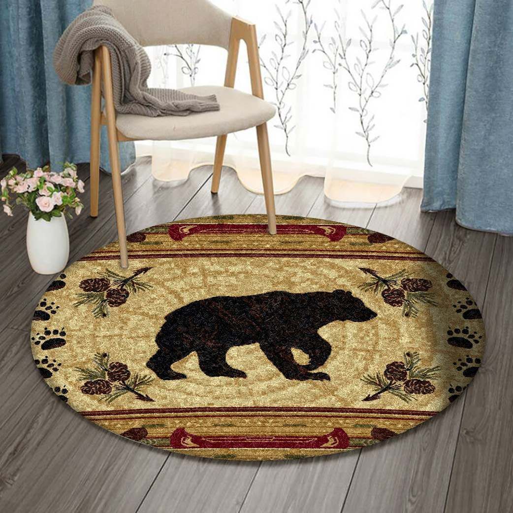 Native American Bear Round Carpet