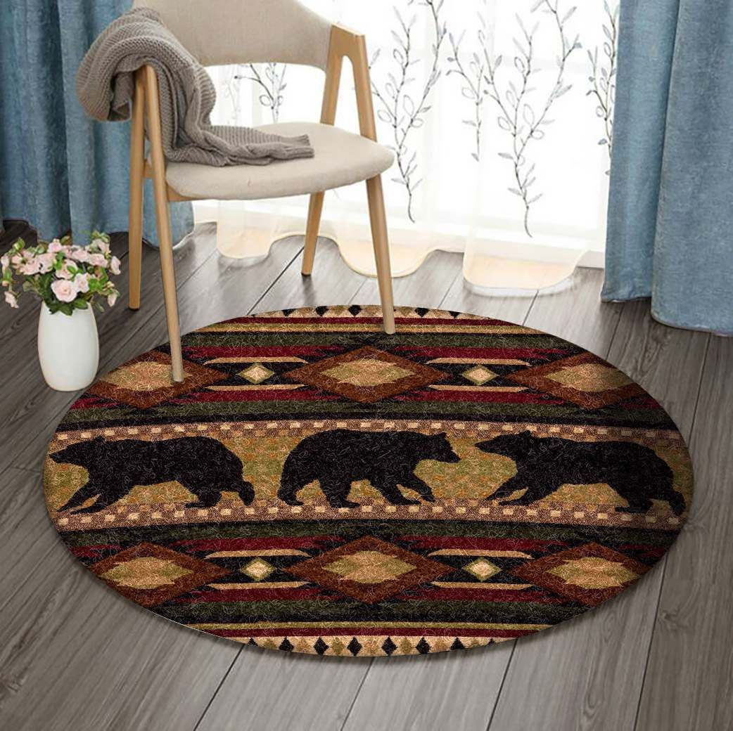 Native American Bear Round Carpet