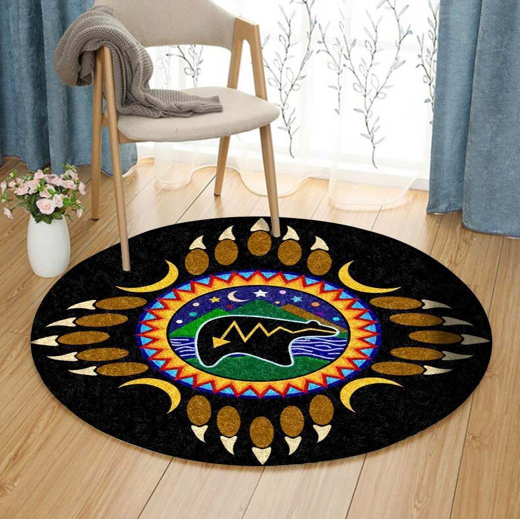 Native American Bear Round Carpet