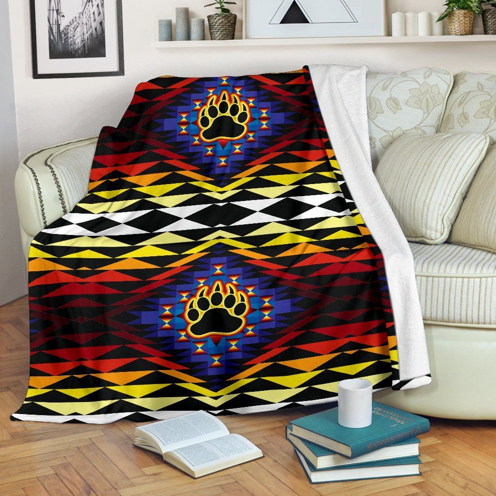 Native American Bearpaw Sherpa Fleece Blanket