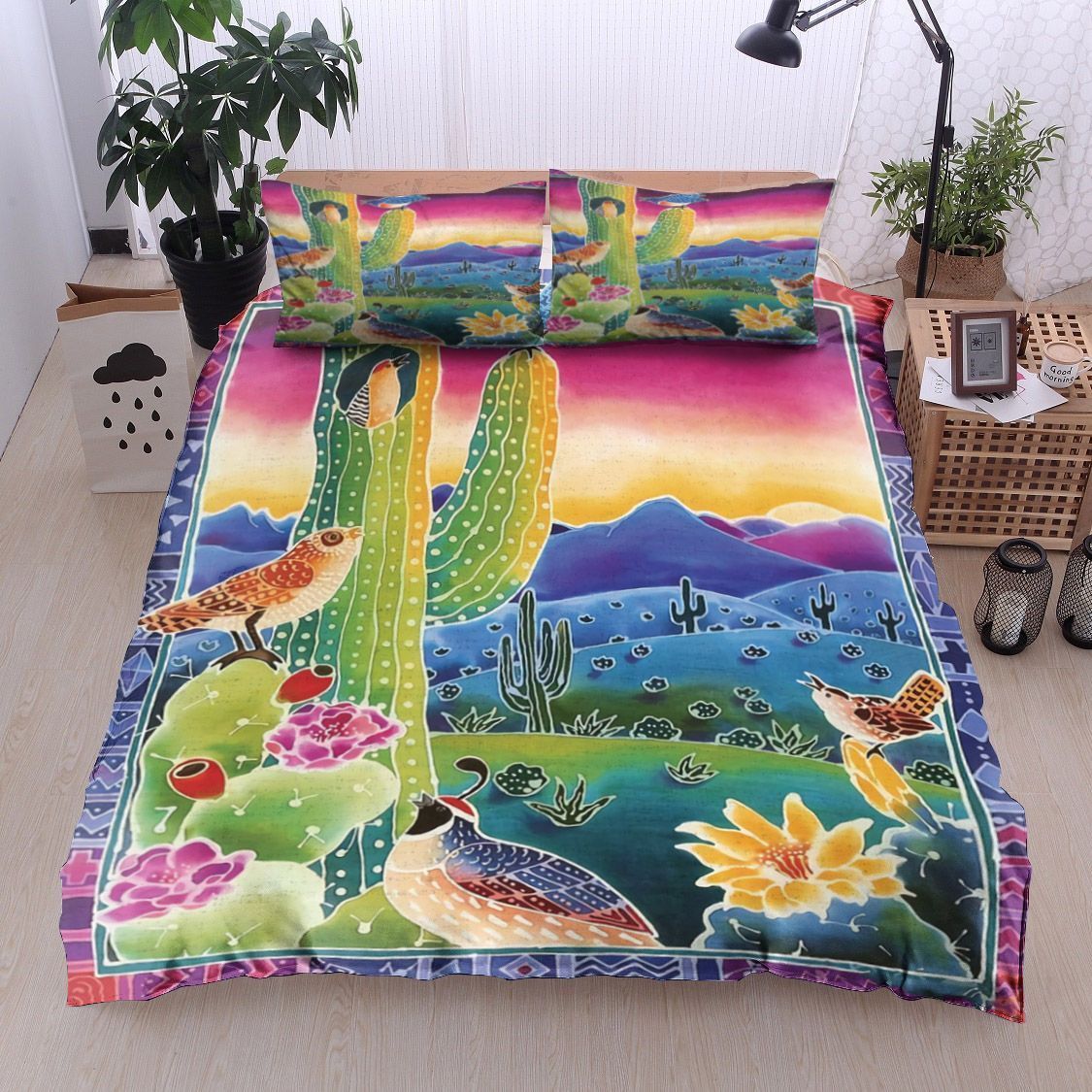 Native American Bird Cactus Bedding Set