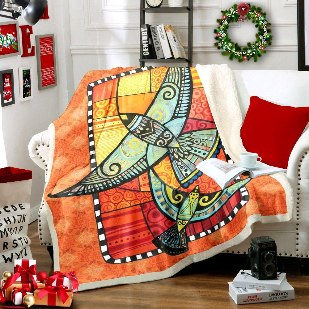 Native American Bird Sherpa Fleece Blanket