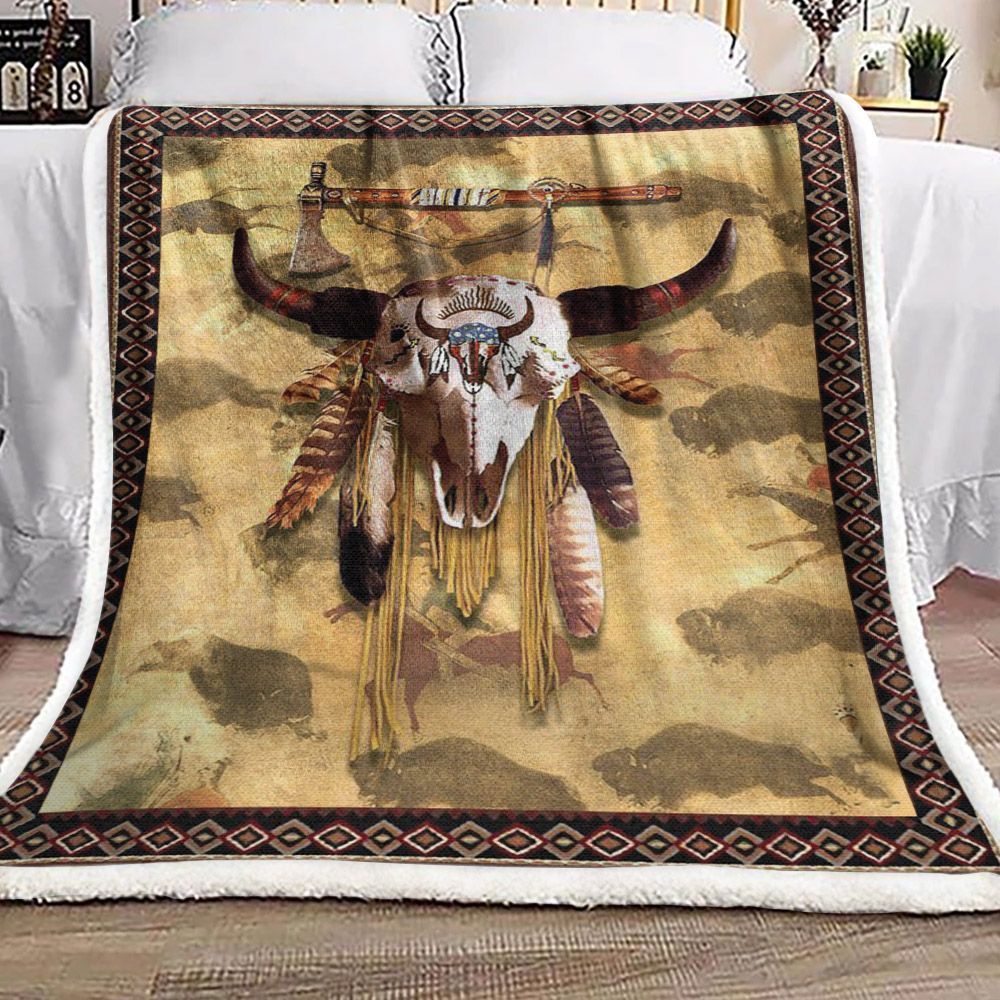 Native American Sherpa Fleece Blanket
