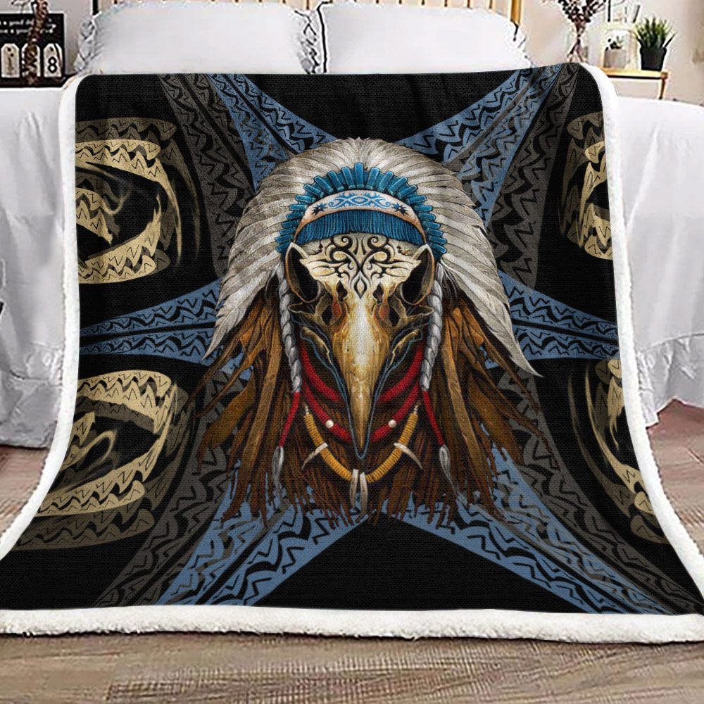 Native American Sherpa Fleece Blanket