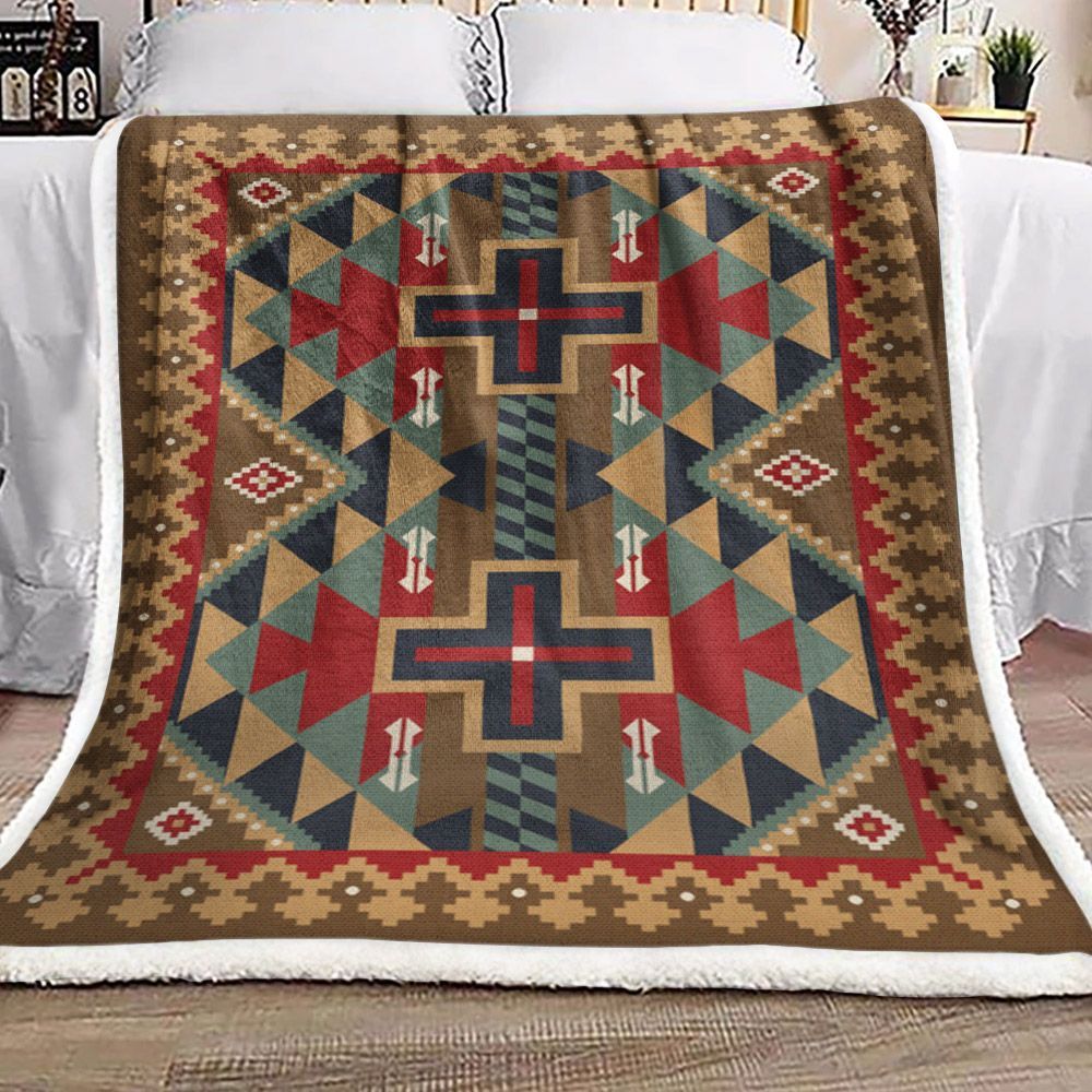 Native American Sherpa Fleece Blanket