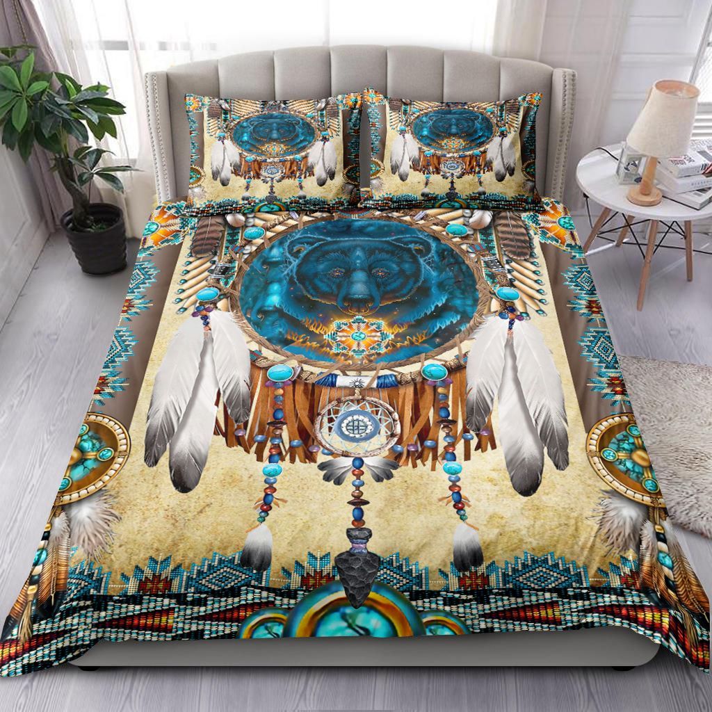 Native American Blue Bear Bedding Set