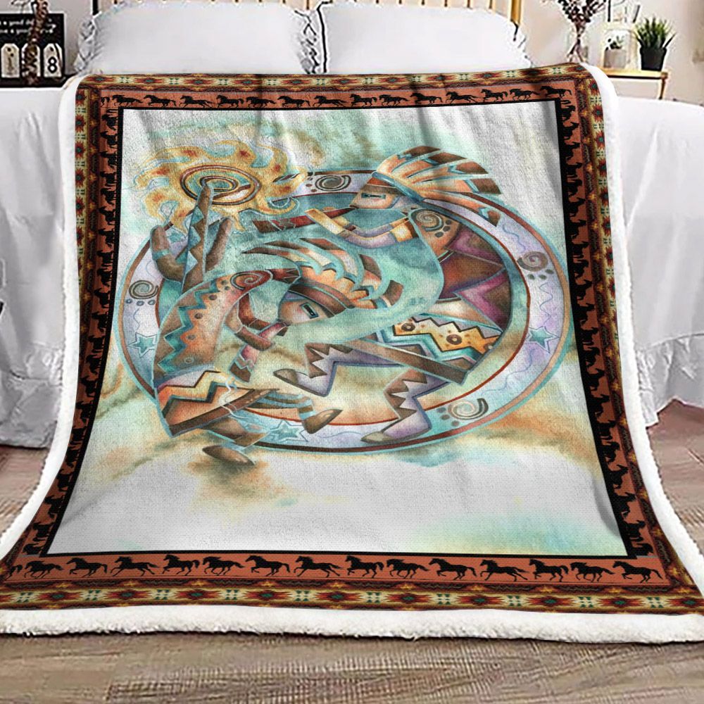Native American Sherpa Fleece Blanket