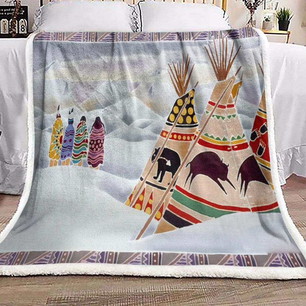 Native American Sherpa Fleece Blanket