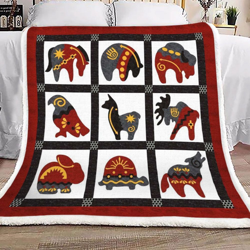 Native American Sherpa Fleece Blanket