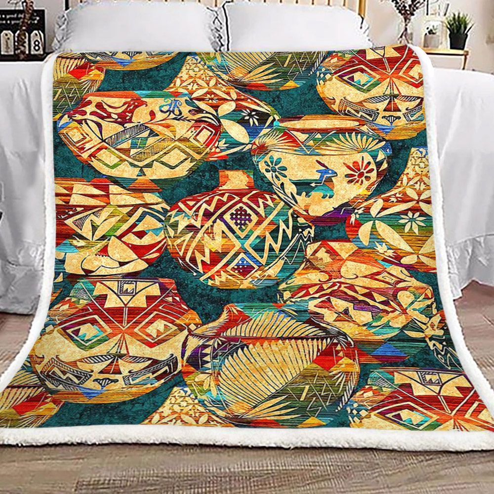 Native American Sherpa Fleece Blanket