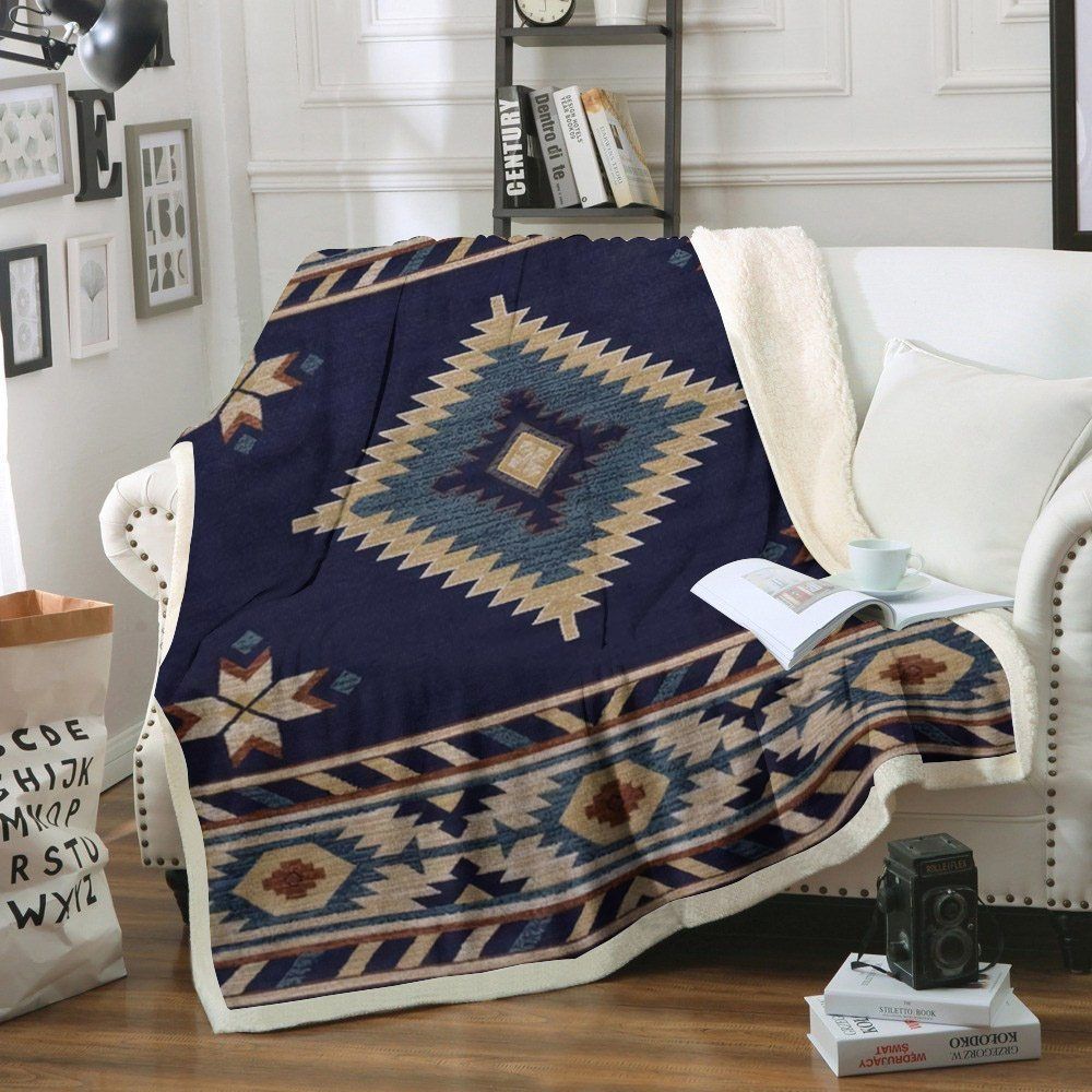 Native American Sherpa Fleece Blanket