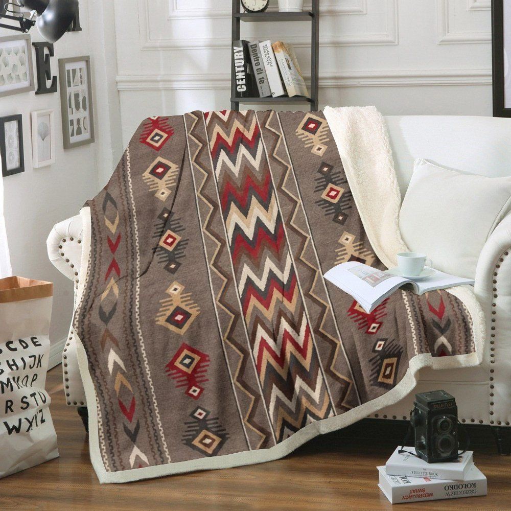 Native American Sherpa Fleece Blanket
