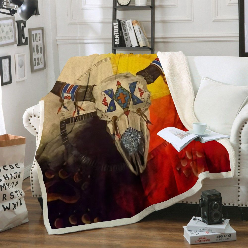 Native American Sherpa Fleece Blanket