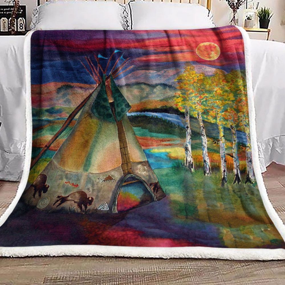 Native American Sherpa Fleece Blanket
