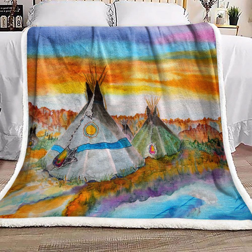Native American Sherpa Fleece Blanket