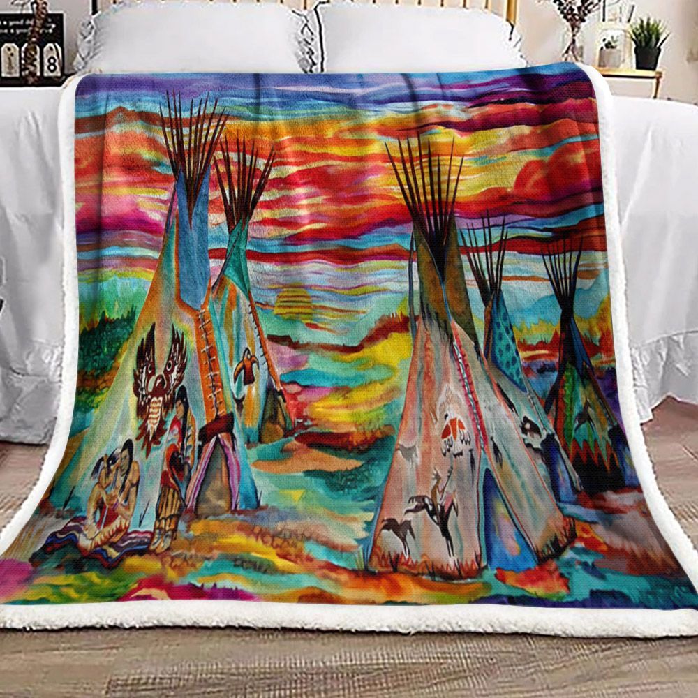 Native American Sherpa Fleece Blanket
