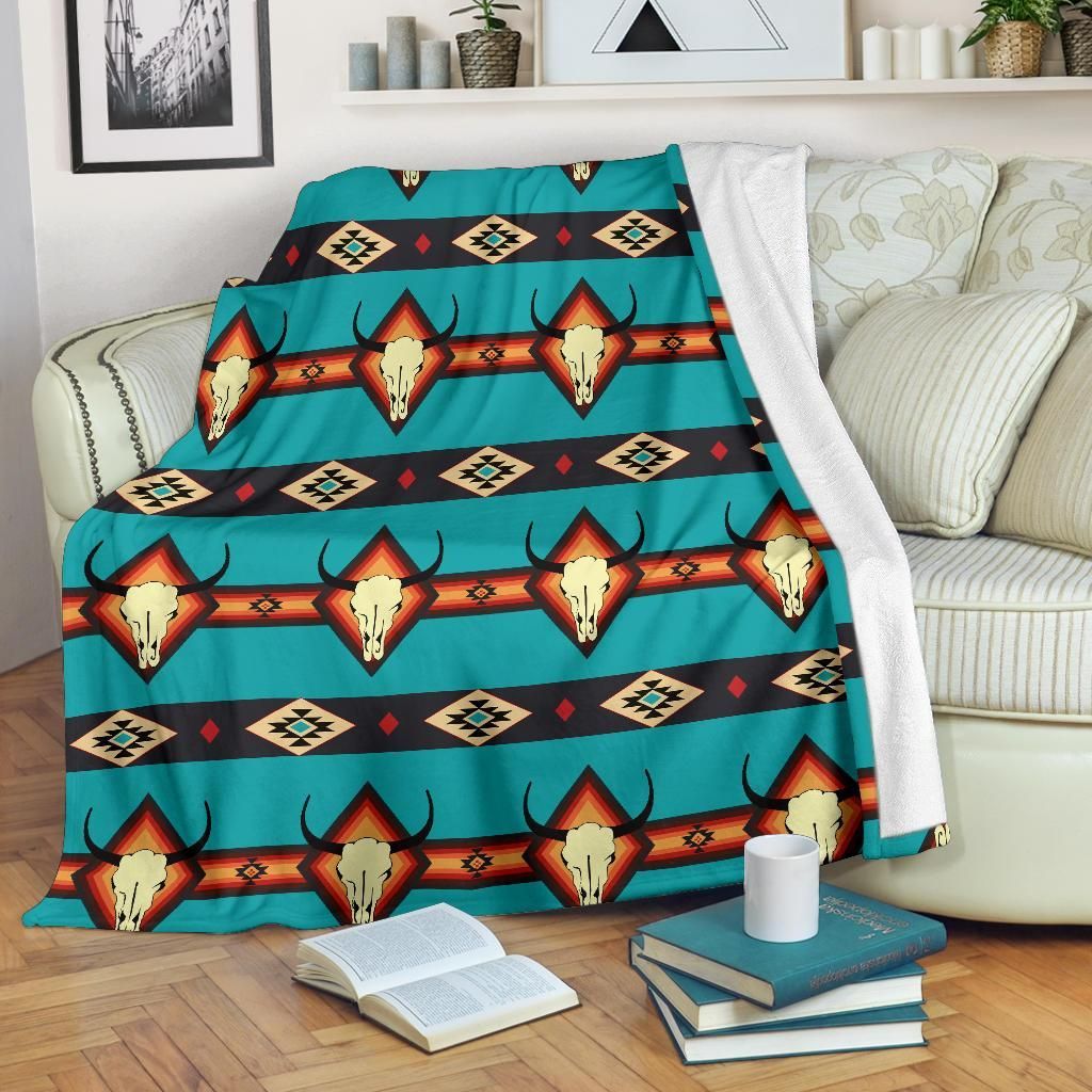 Native American Buffalo Sherpa Fleece Blanket