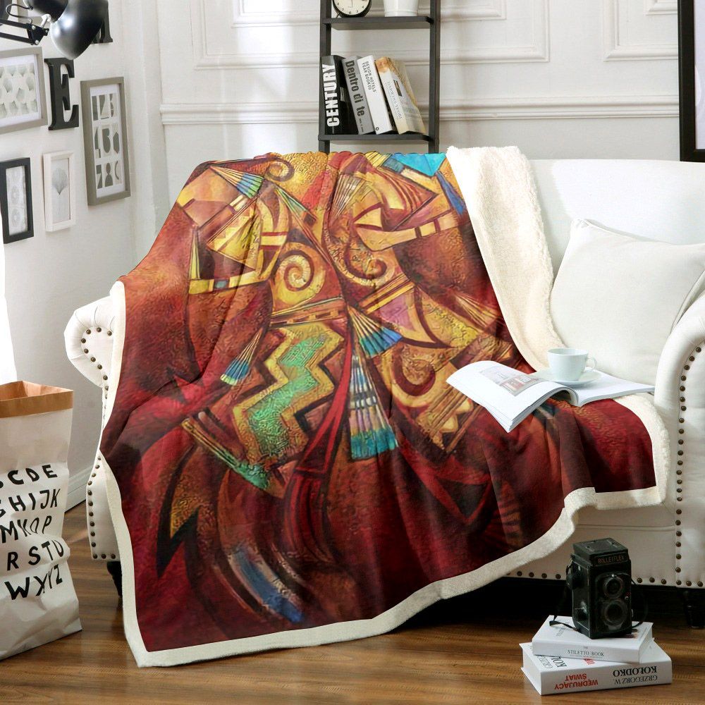 Native American Sherpa Fleece Blanket