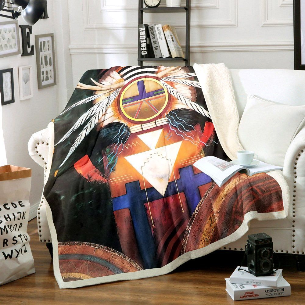 Native American Sherpa Fleece Blanket