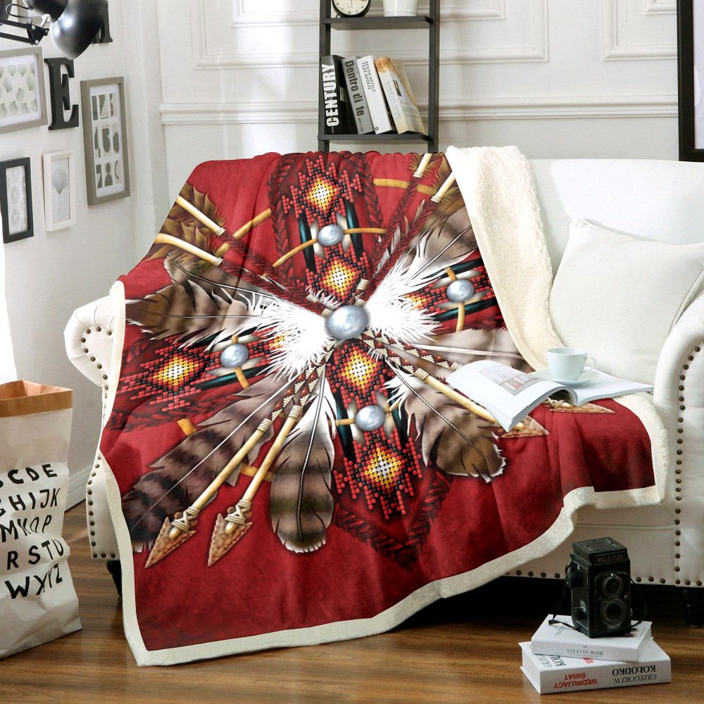 Native American Sherpa Fleece Blanket