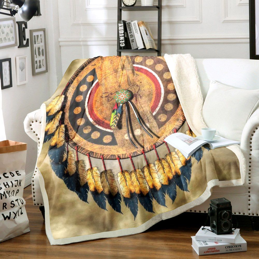 Native American Sherpa Fleece Blanket